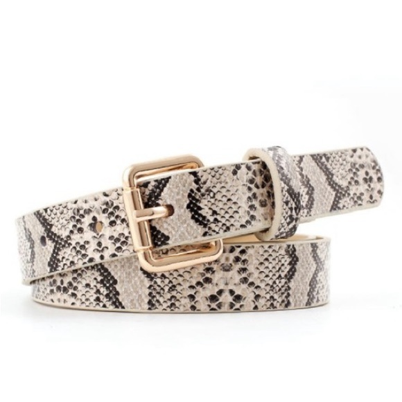 Private Label Accessories - Neutral Snakeskin Print Belt (U411)